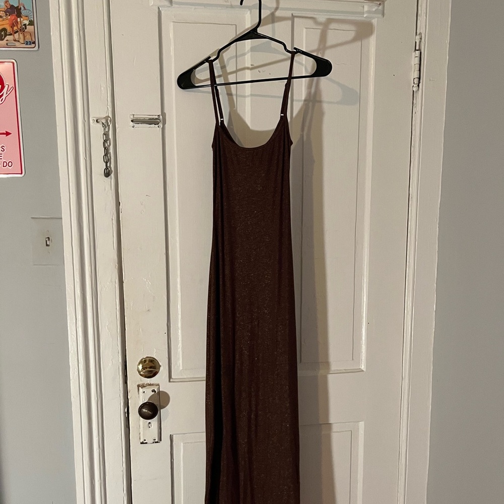 AERIE Brown Sparkly Maxi Dress